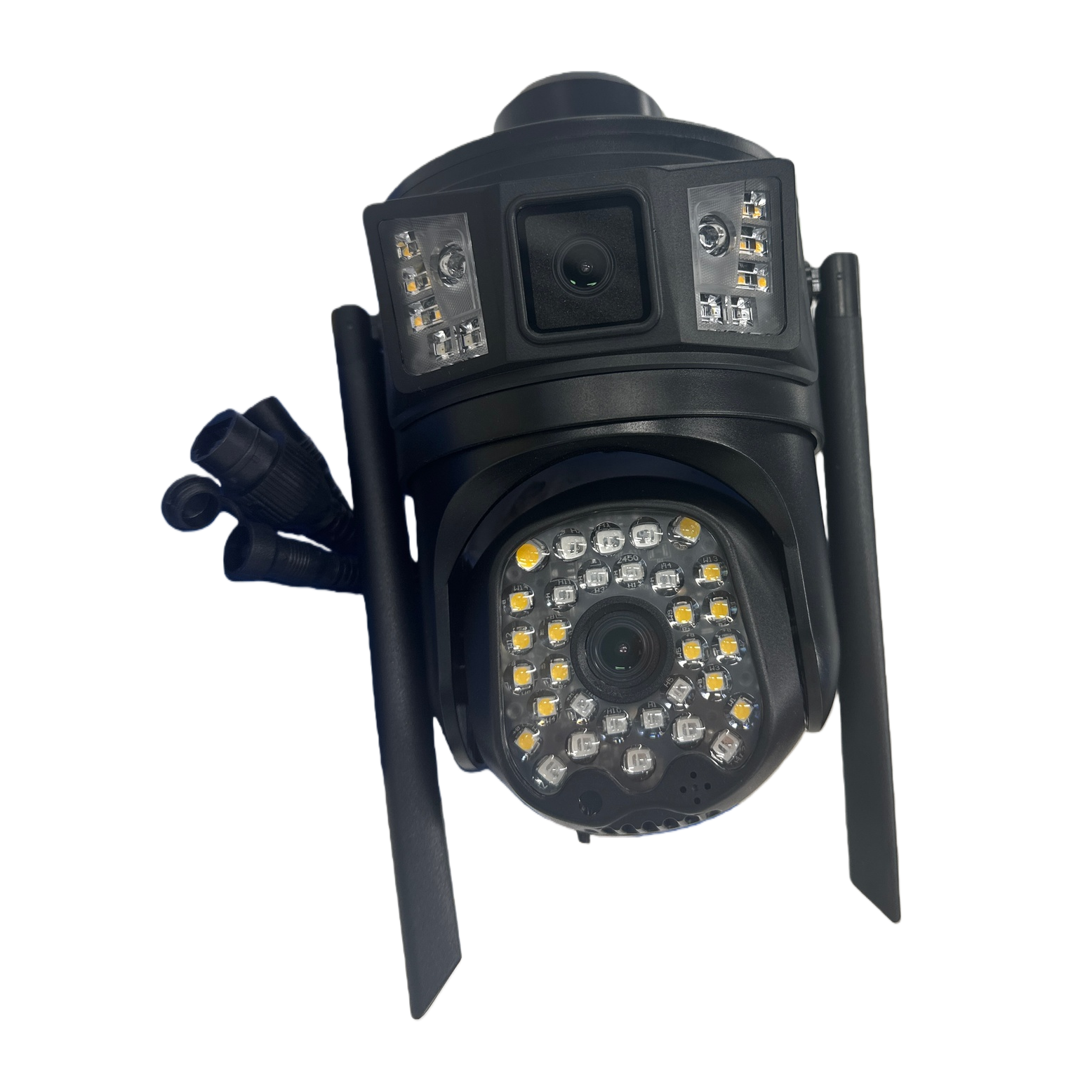Black dual-lens surveillance camera, high-definition night vision, waterproof, outdoor home, indoor security camera Item Picture