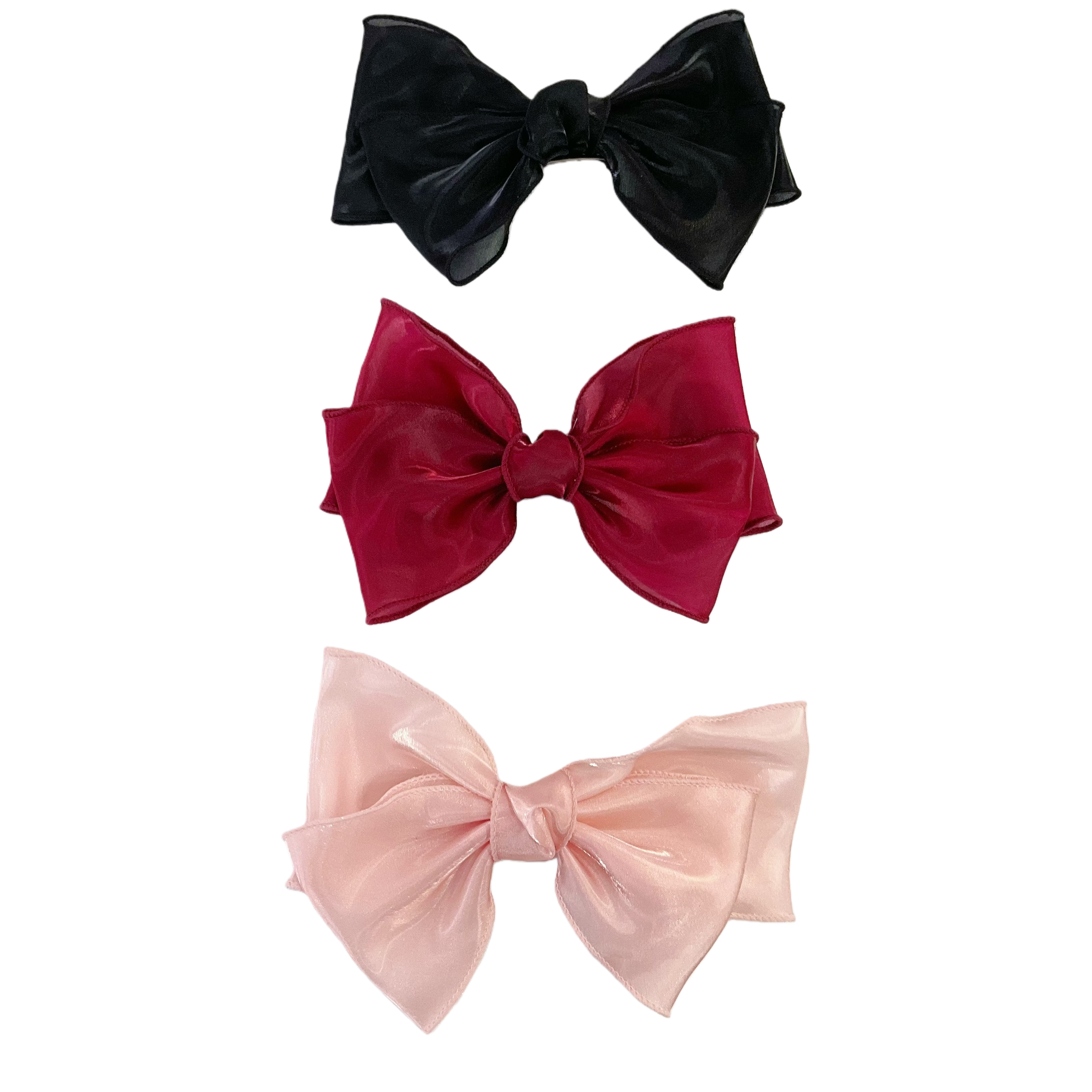 Black, red and pink bow hair accessories for girls, cute and sweet headwear and hair clips Item Picture