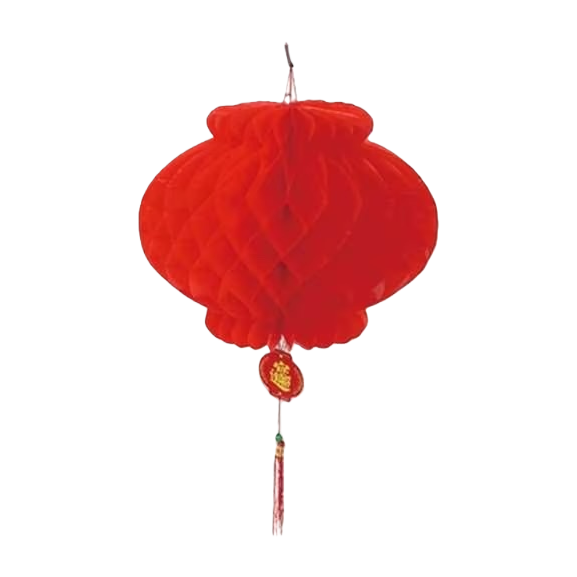 Red honeycomb lanterns are hung on ink-wash branches against a backdrop of ink-wash landscape paintings Item Picture