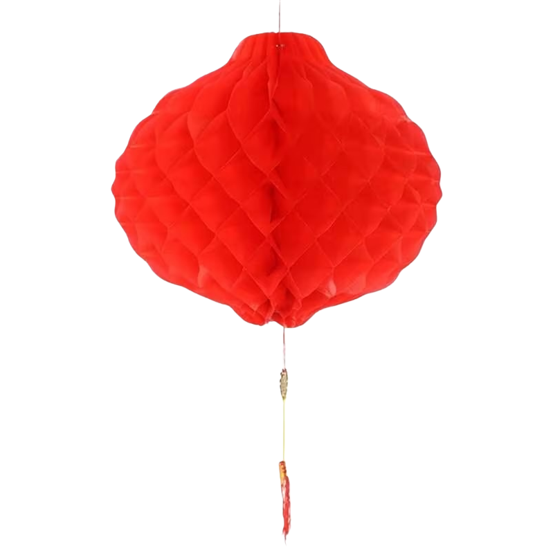 Creative DIY handmade red honeycomb paper lanterns for festive home decorations Item Picture