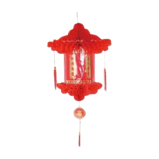 Red lanterns are hung on the withered branches, and the background of ink-wash landscape paintings looks like a red seal of craftsmanship Item Picture
