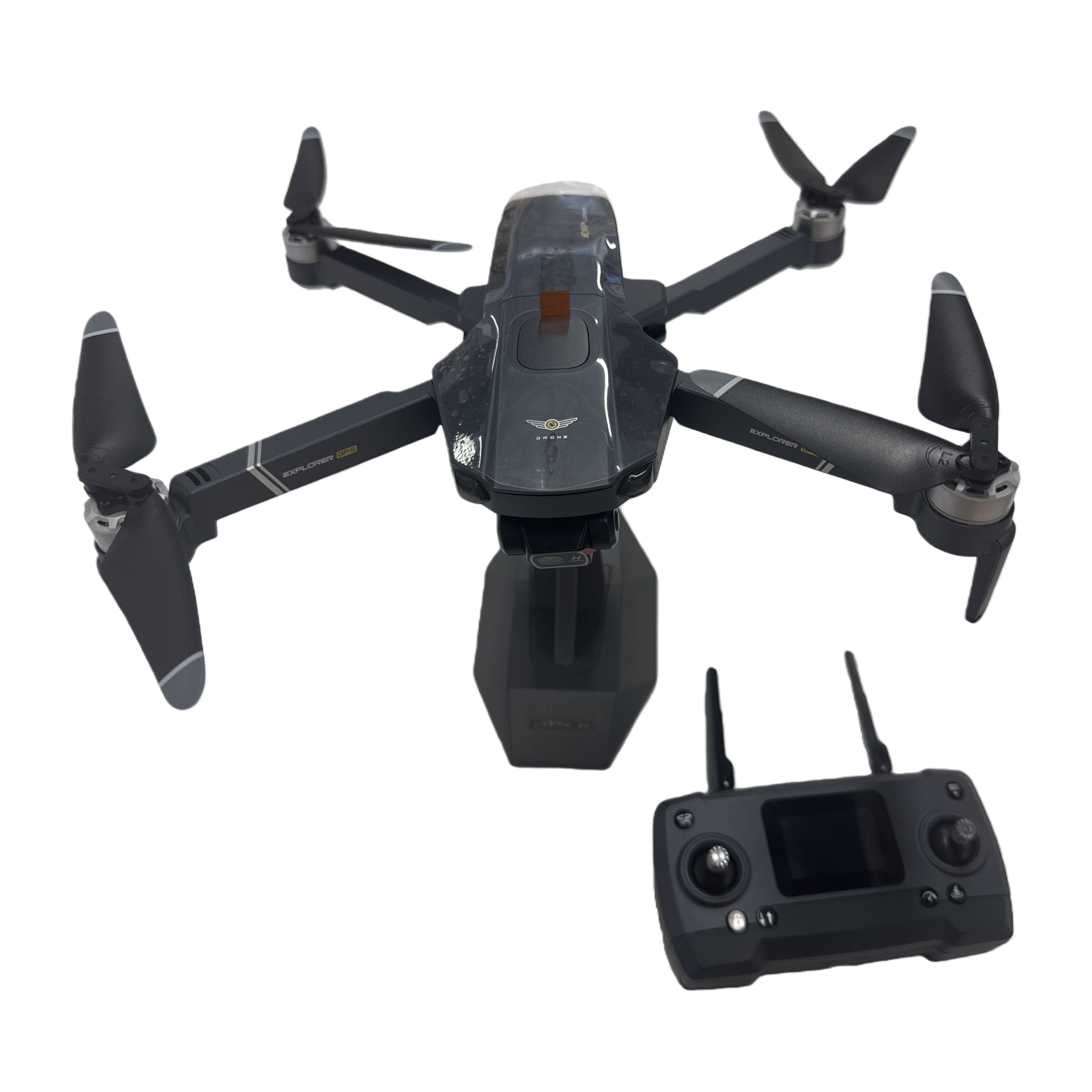 Black drone and remote control 4K high-definition aerial photography stabilizer foldable portable smart remote control Item Picture