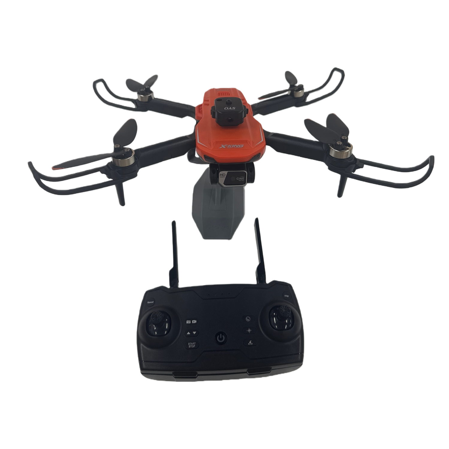 An orange drone with a black remote control provides high-definition aerial photography for stable flight Item Picture