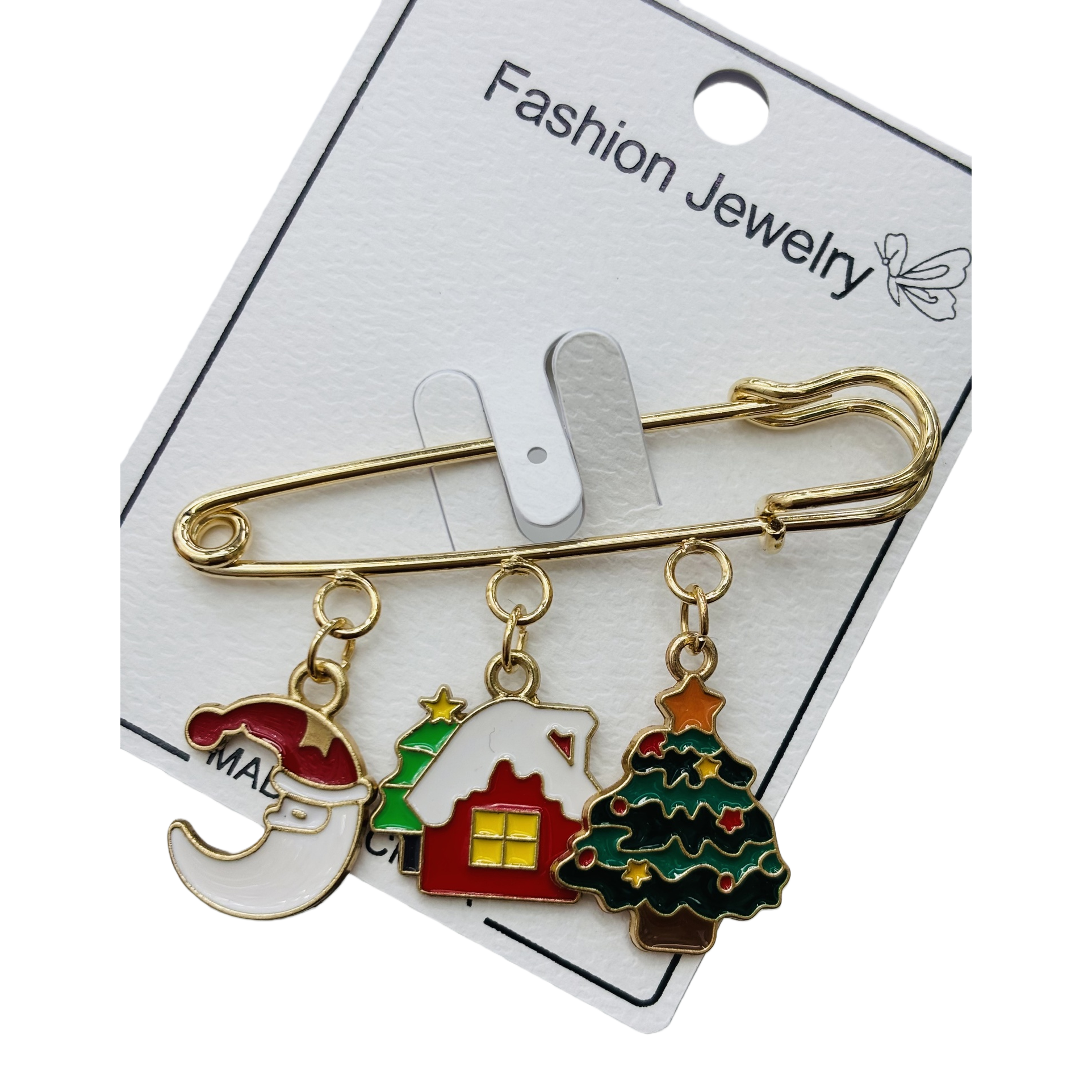 دبوس السلامة الذهبية رقم 3 شعار عيد الميلاد Item Picture