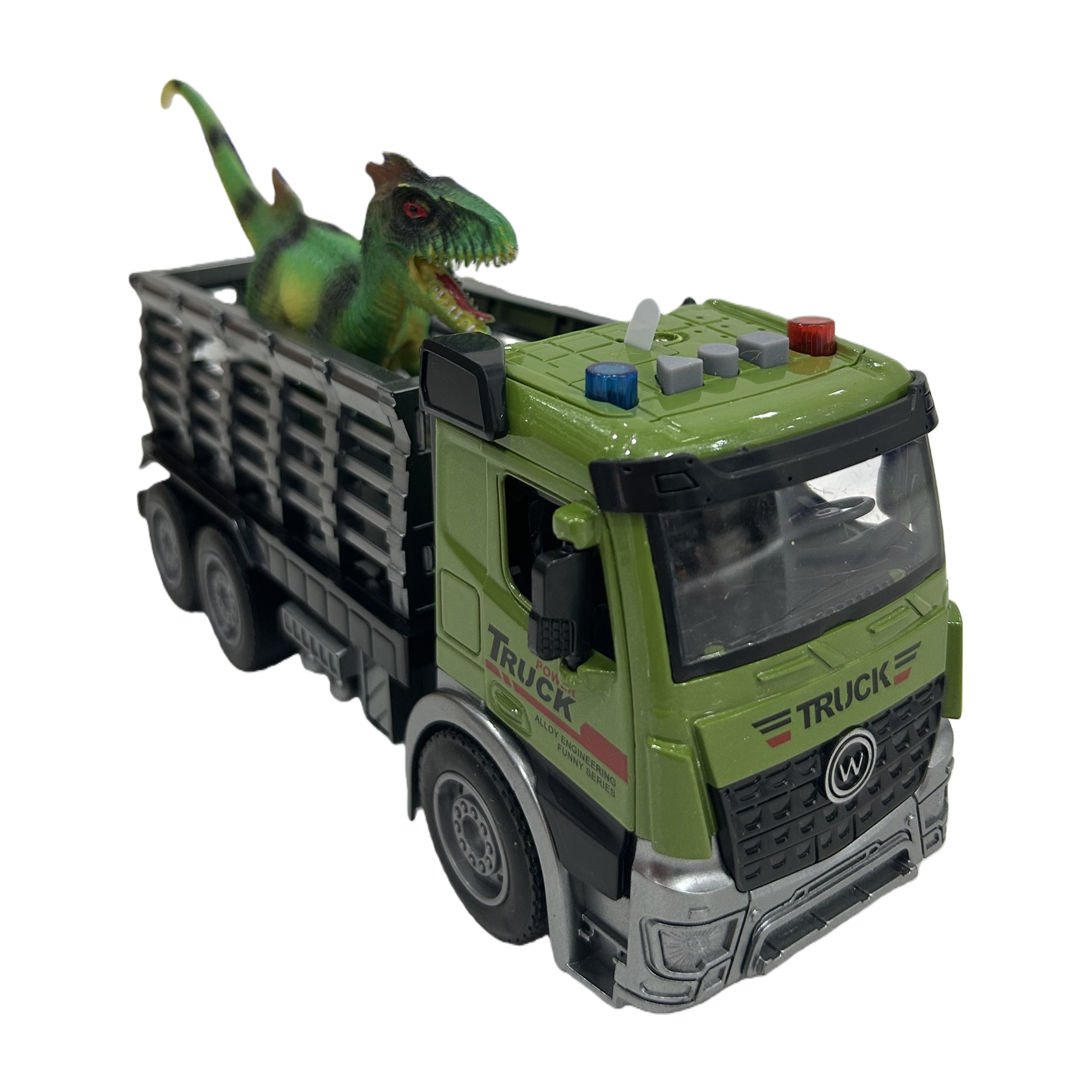 Green toy truck and green dinosaur model children's educational simulation car model set Item Picture