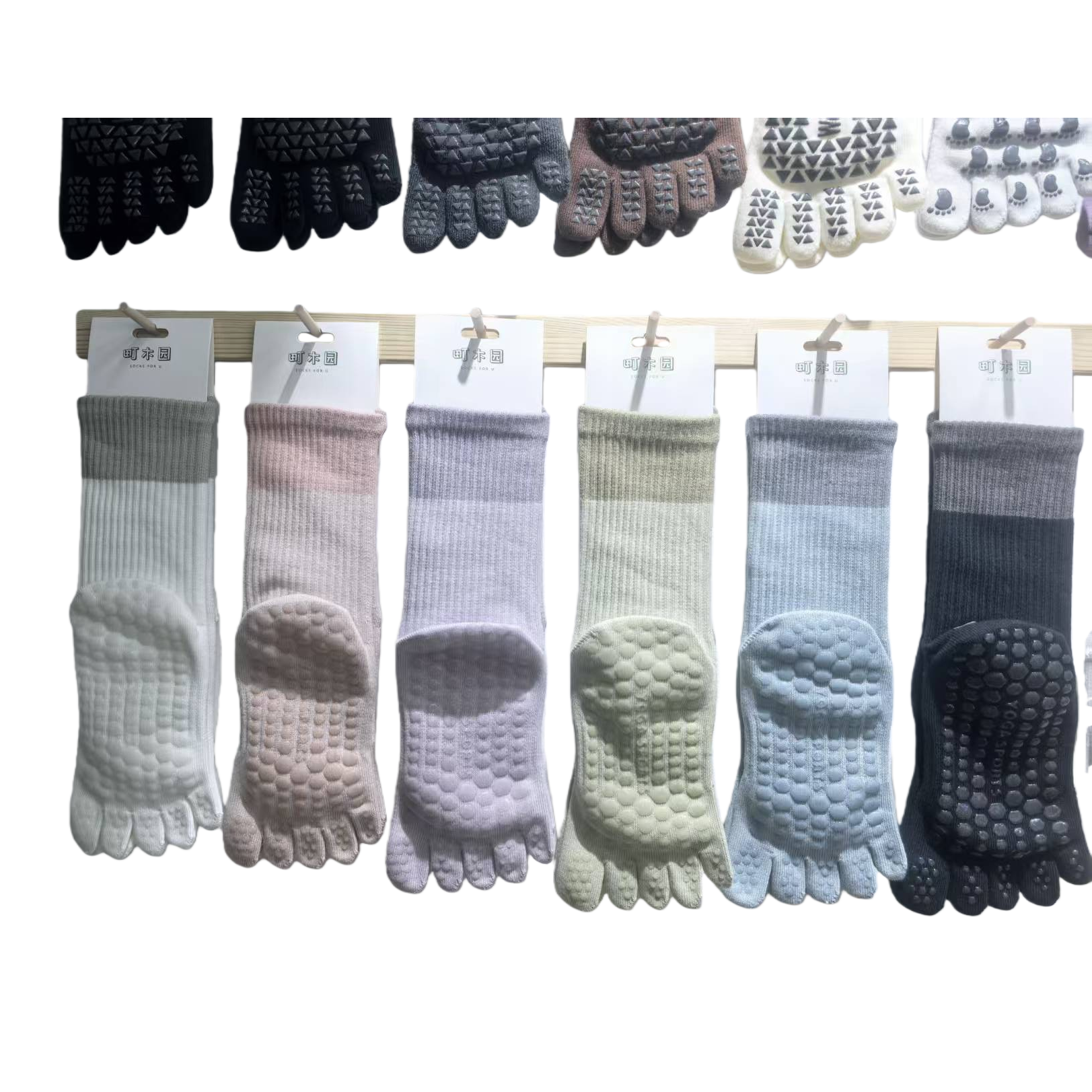 Colorful toe-separating anti-slip socks, unisex pure cotton breathable sports and casual socks Item Picture
