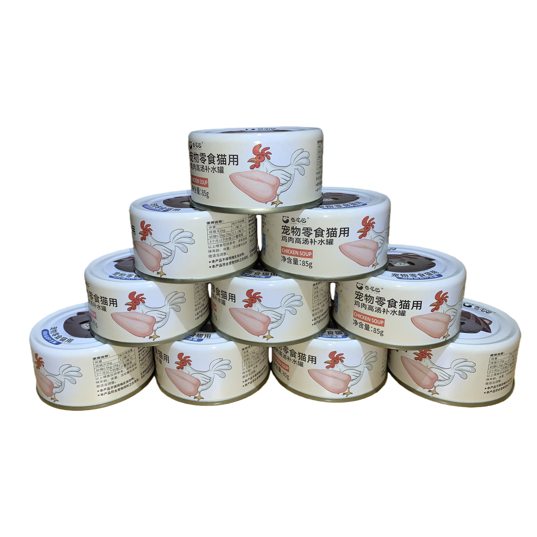 White cat canned food stacked in a balanced nutrition, suitable for both kittens and adult cats as wet food Item Picture