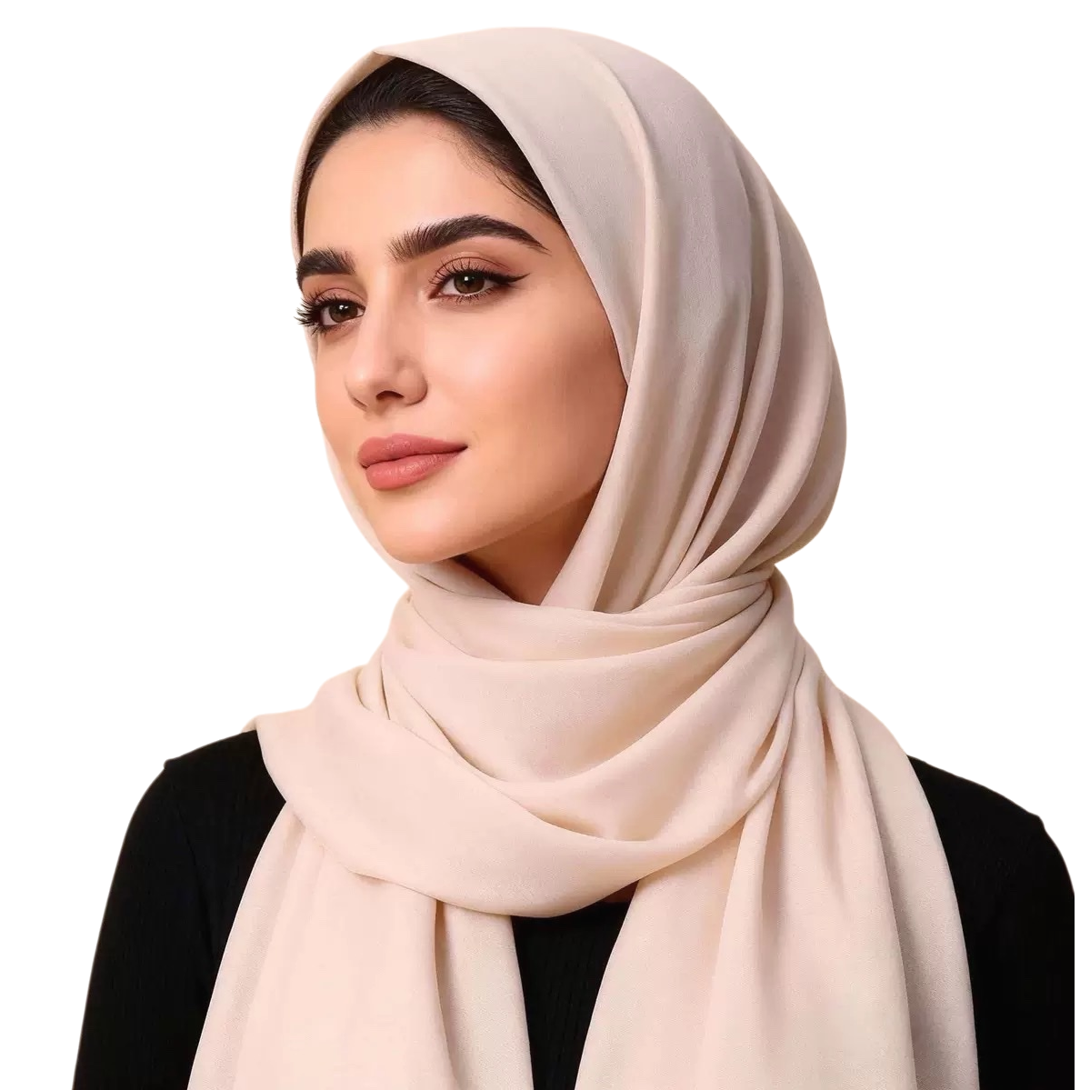 Beige headscarf for women, pure cotton, breathable, sun-protective, fashionable and versatile headwear Item Picture