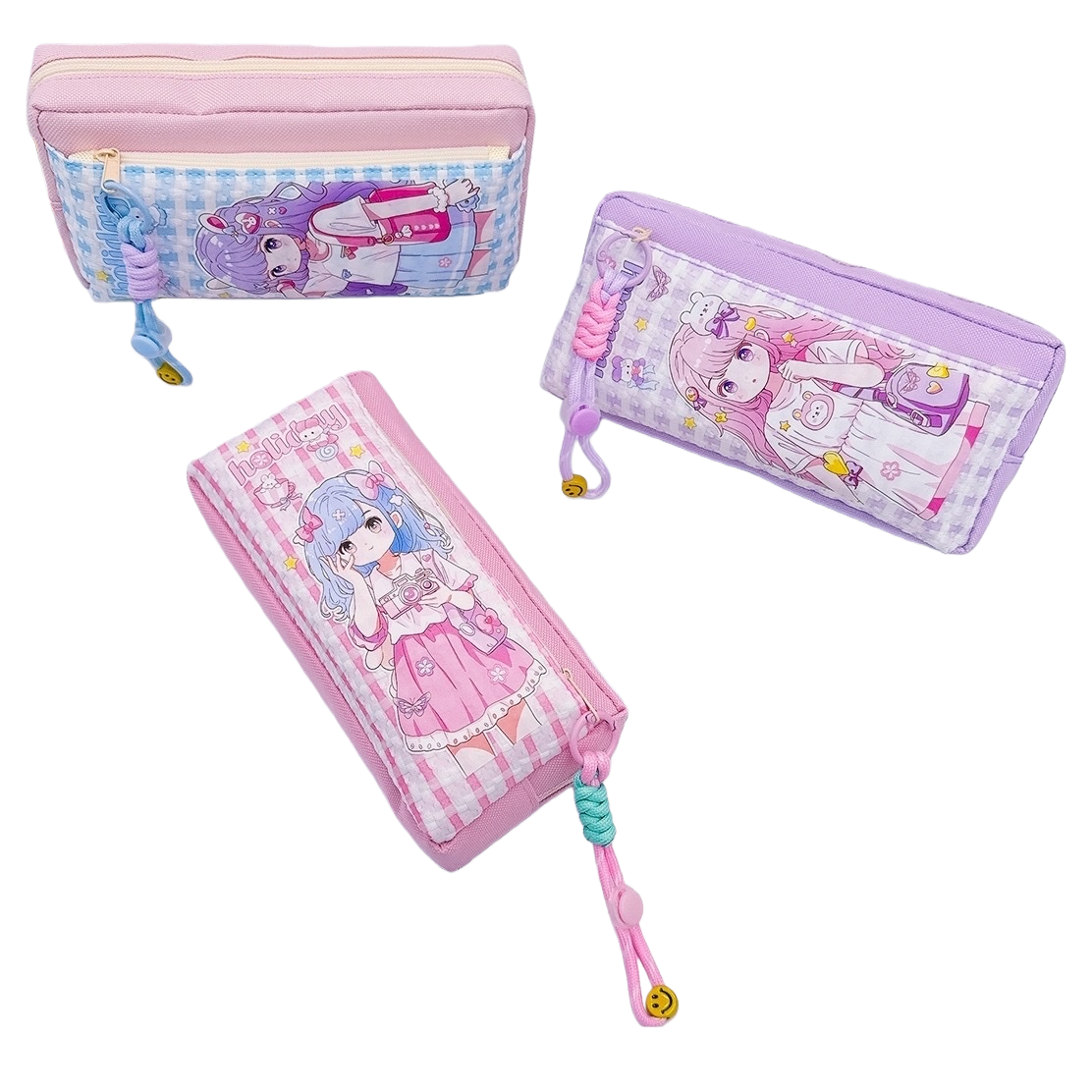 Pink and purple cartoon stationery bag with pendants, books, small ornaments and a side storage bag Item Picture