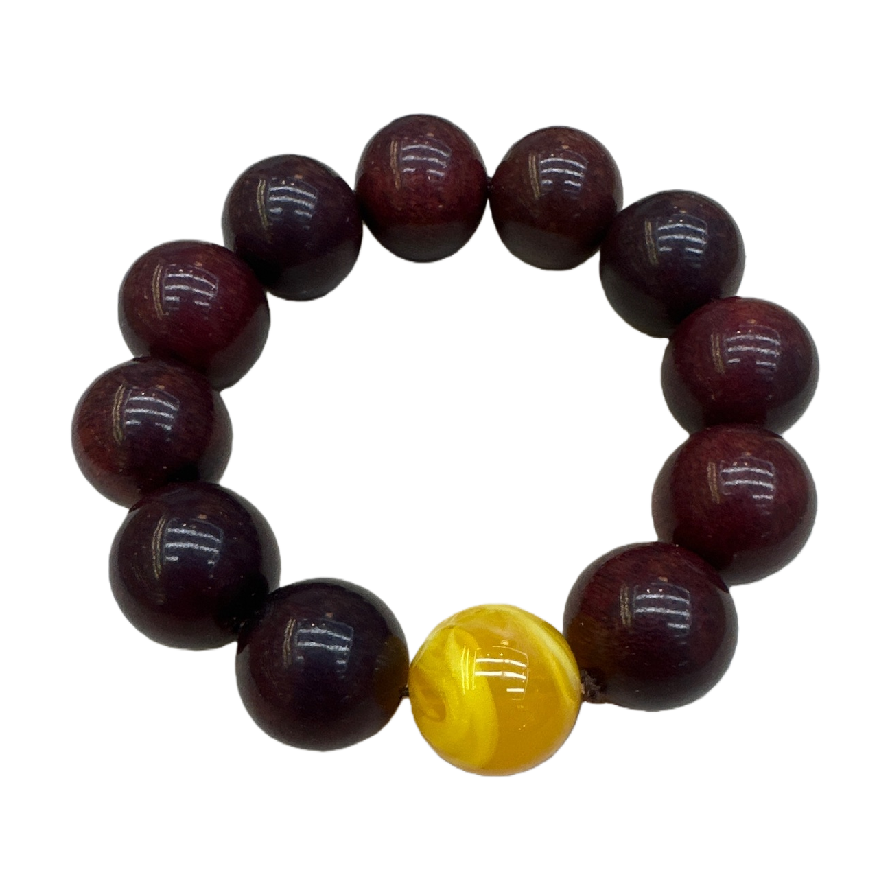 خرز أحمر داكن في وسط السوار مع كور العقيق الأصفر Item Picture