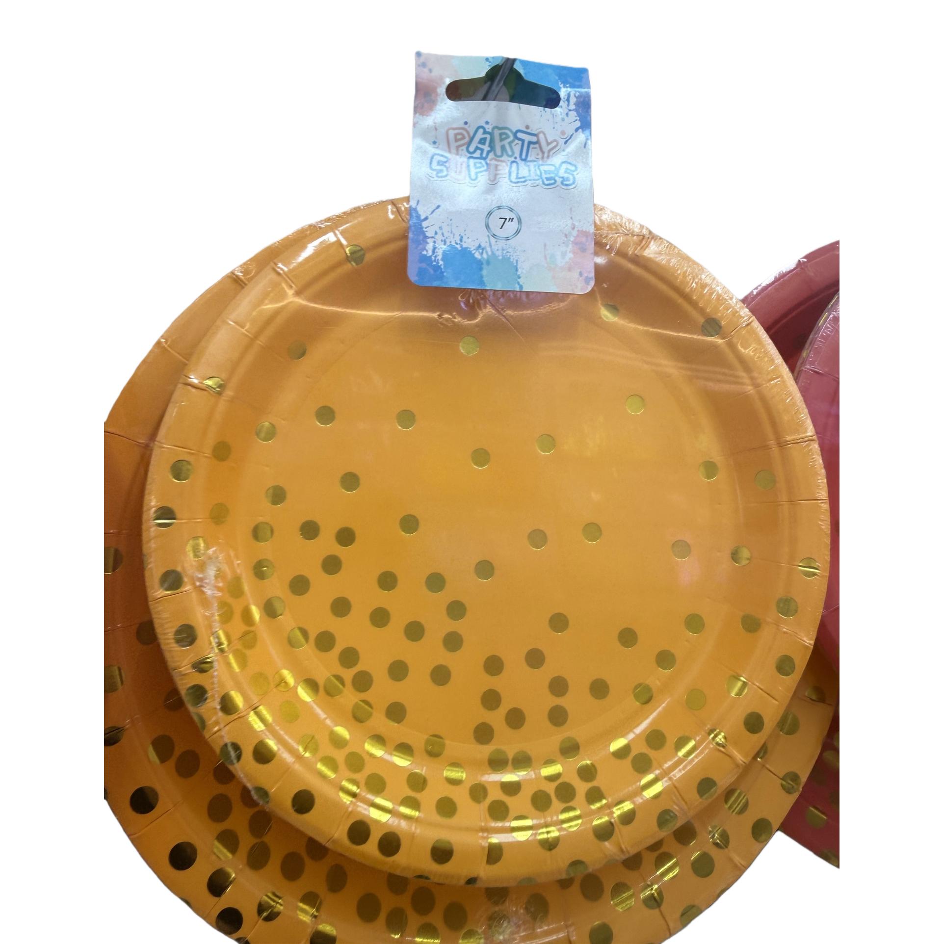 橙色金点装饰纸盘 宴会派对一次性餐盘 10英寸 Item Picture