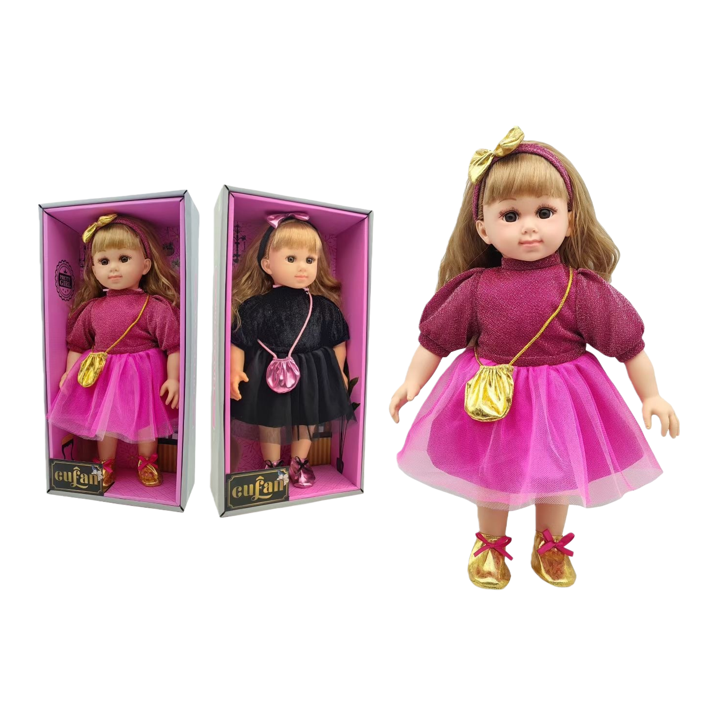 Pink dress doll, a cute plush toy for a girl's birthday party decoration Item Picture