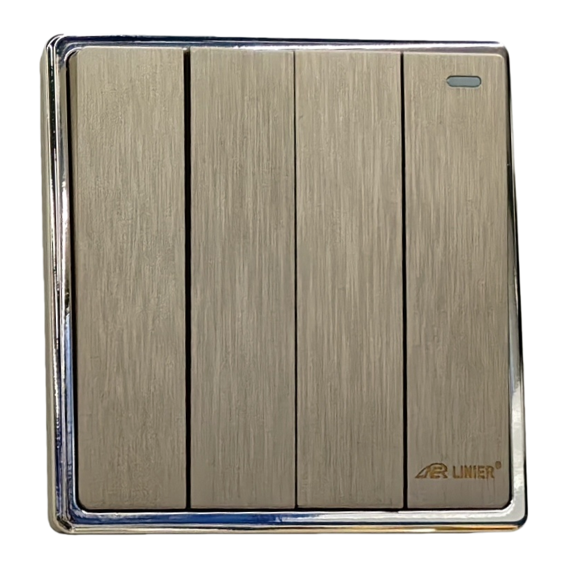 F4金拉丝四联墙壁开关面板 家装墙壁插座 专供出口 Item Picture