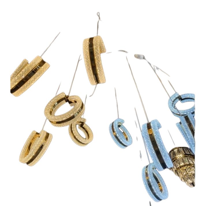 The golden and silver crystal letter pendant lamp decorates the home, living room and bedroom in a Nordic style Item Picture