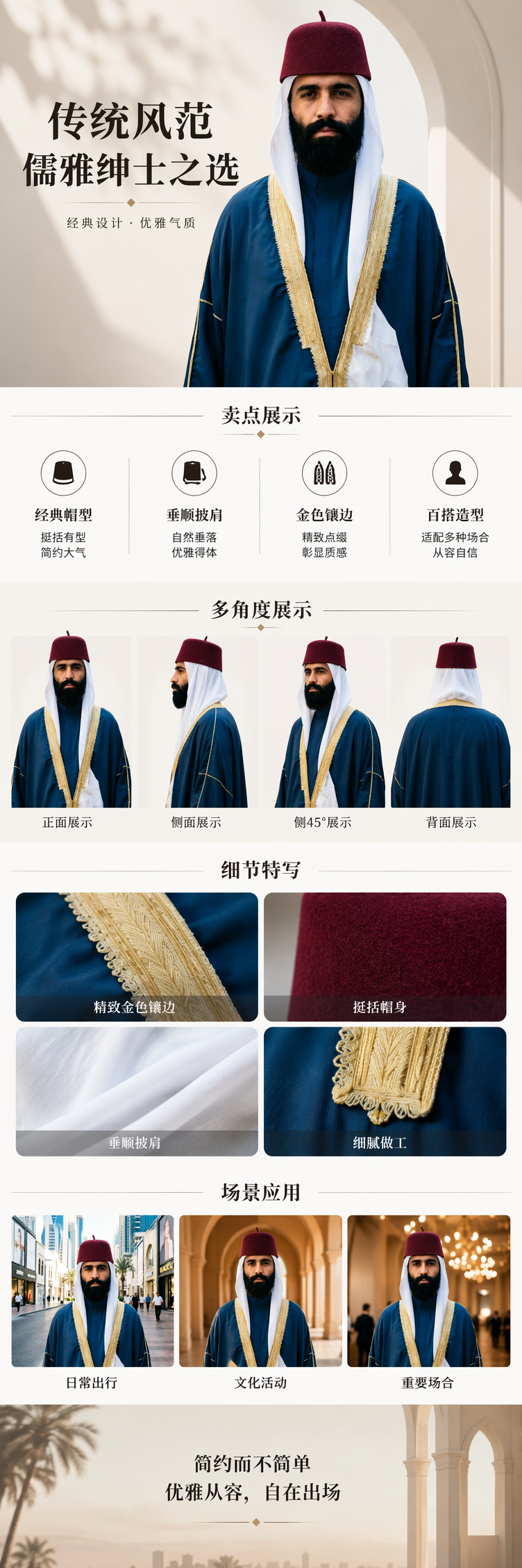 秋冬羊毛贝雷帽经典款毛毡帽子无檐羊毛帽子中东民俗男士宗教礼帽头巾女款长款穆斯林阿拉伯帽子马来西亚头巾 pic 1