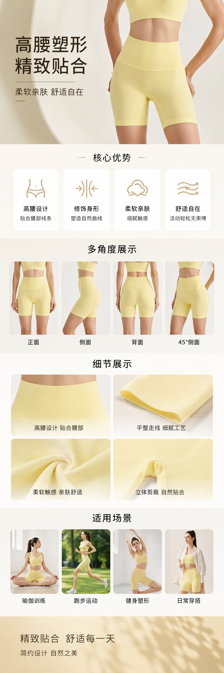 淡黄色运动短裤及上衣套装 男女同款透气速干详情1