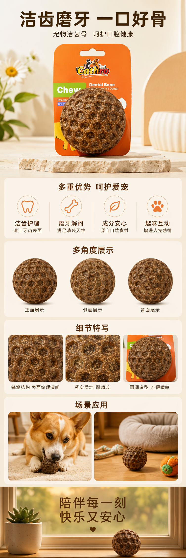 凹凸球诱食宠物磨牙洁齿耐咬玩具大米纤维放心啃咬 pic 1