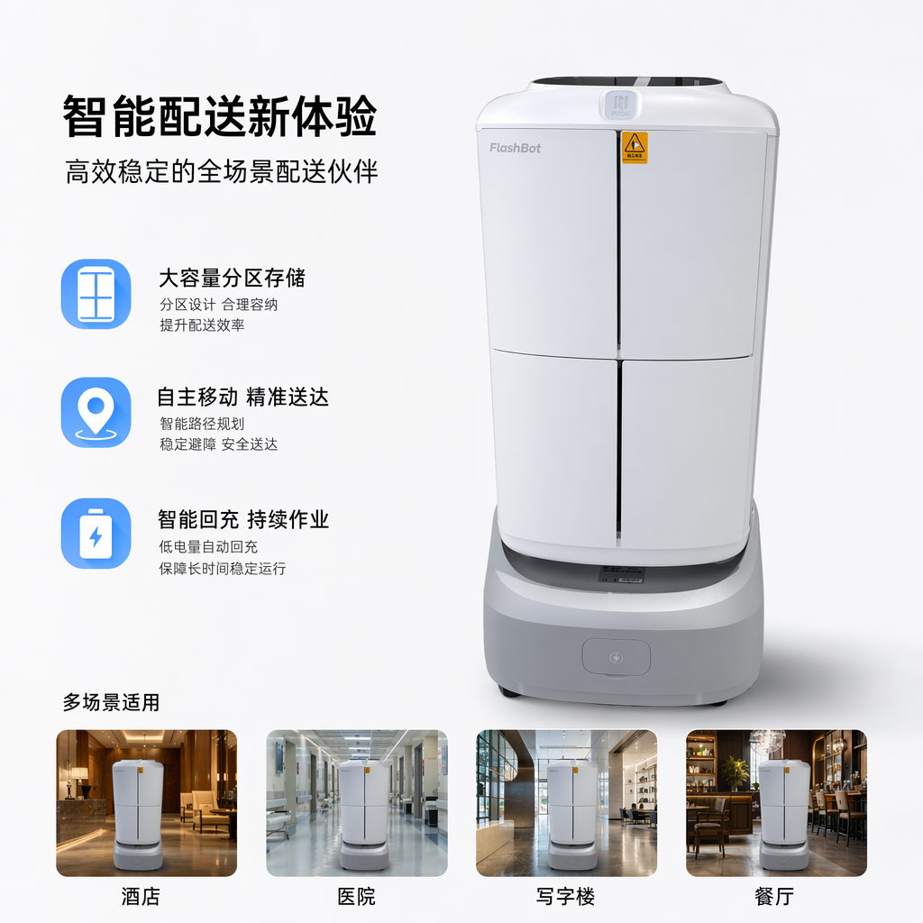 FlashBot白色送餐机器人智能商用自动配送机器人