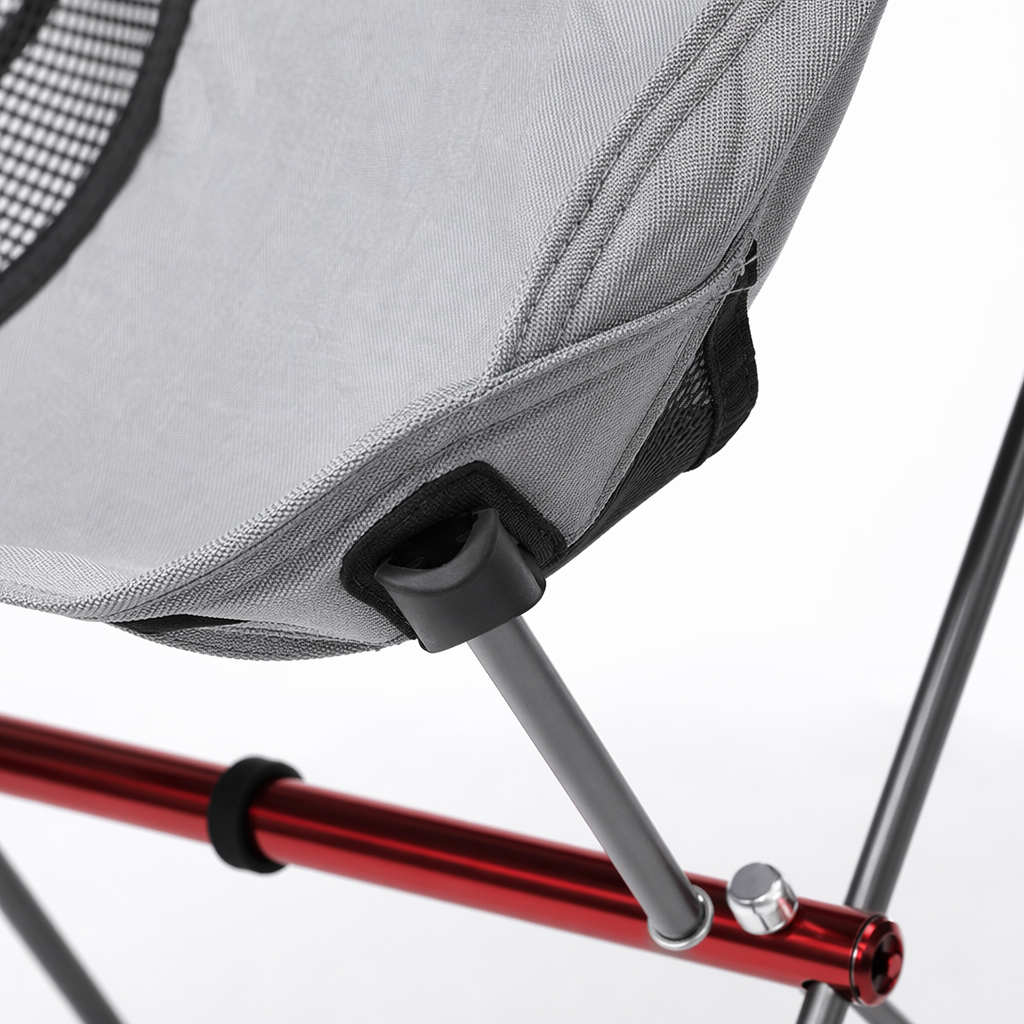 The grey folding chair is a portable, lightweight, and load-bearing small stool for outdoor camping and indoor use Application Scenario