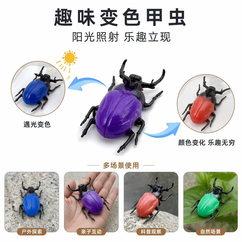 彩色变色甲虫儿童益智玩具仿真会动昆虫模型