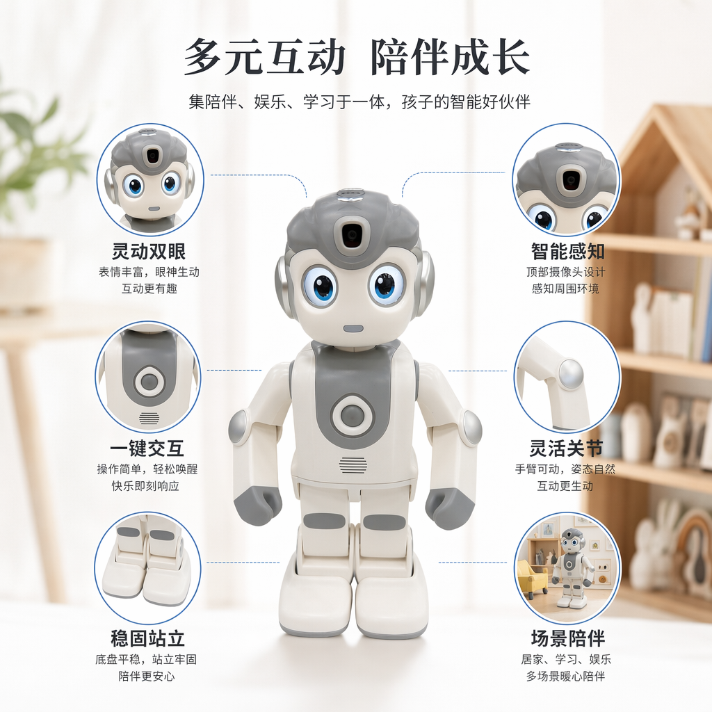 白色机器人玩具可动关节儿童益智早教创意摆件图