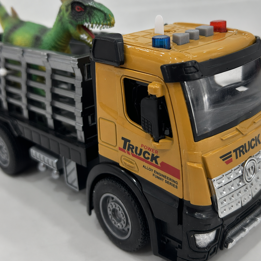 Yellow toy alloy truck with green dinosaur set children's educational and educational toys Application Scenario
