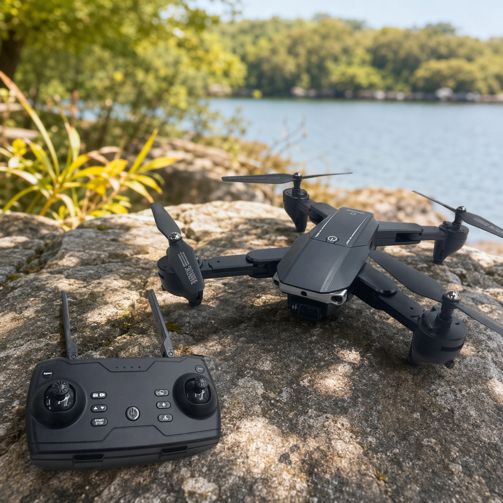 Black drone and remote control 4K high-definition aerial photography stable flight intelligent return details Picture