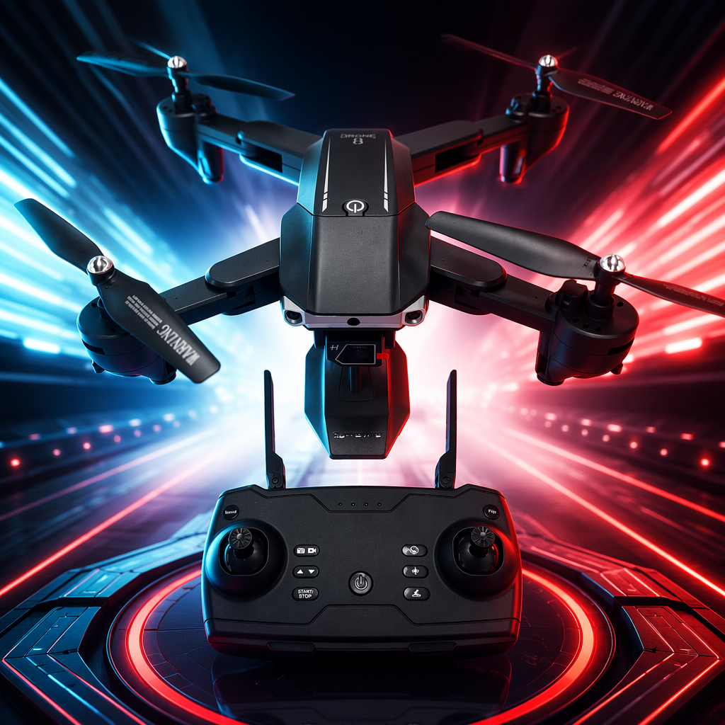 Black drone and remote control 4K high-definition aerial photography stable flight intelligent return Specification image