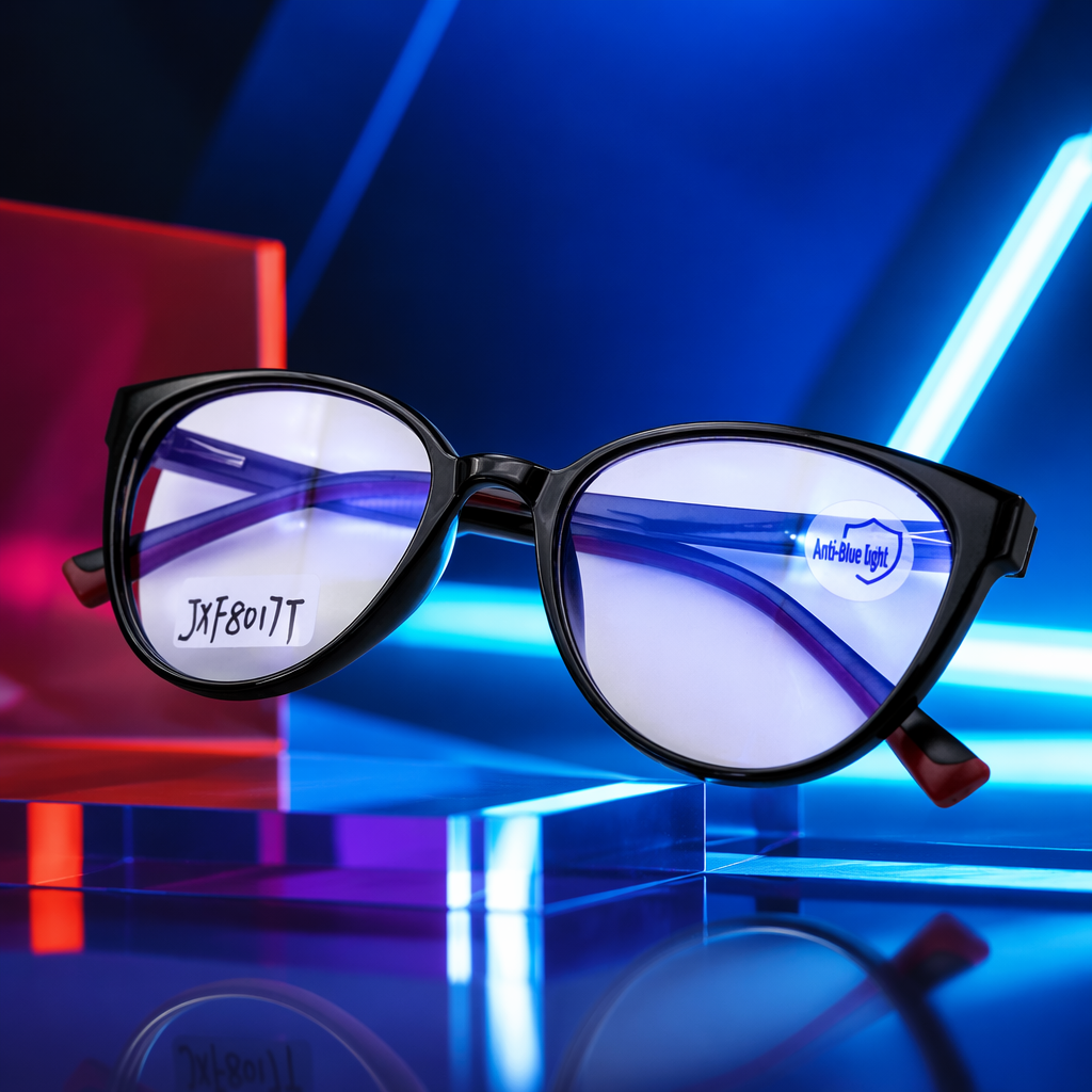 Black cat-eye glasses, fashionable and retro round-framed anti-blue light optical glasses for women Specification image