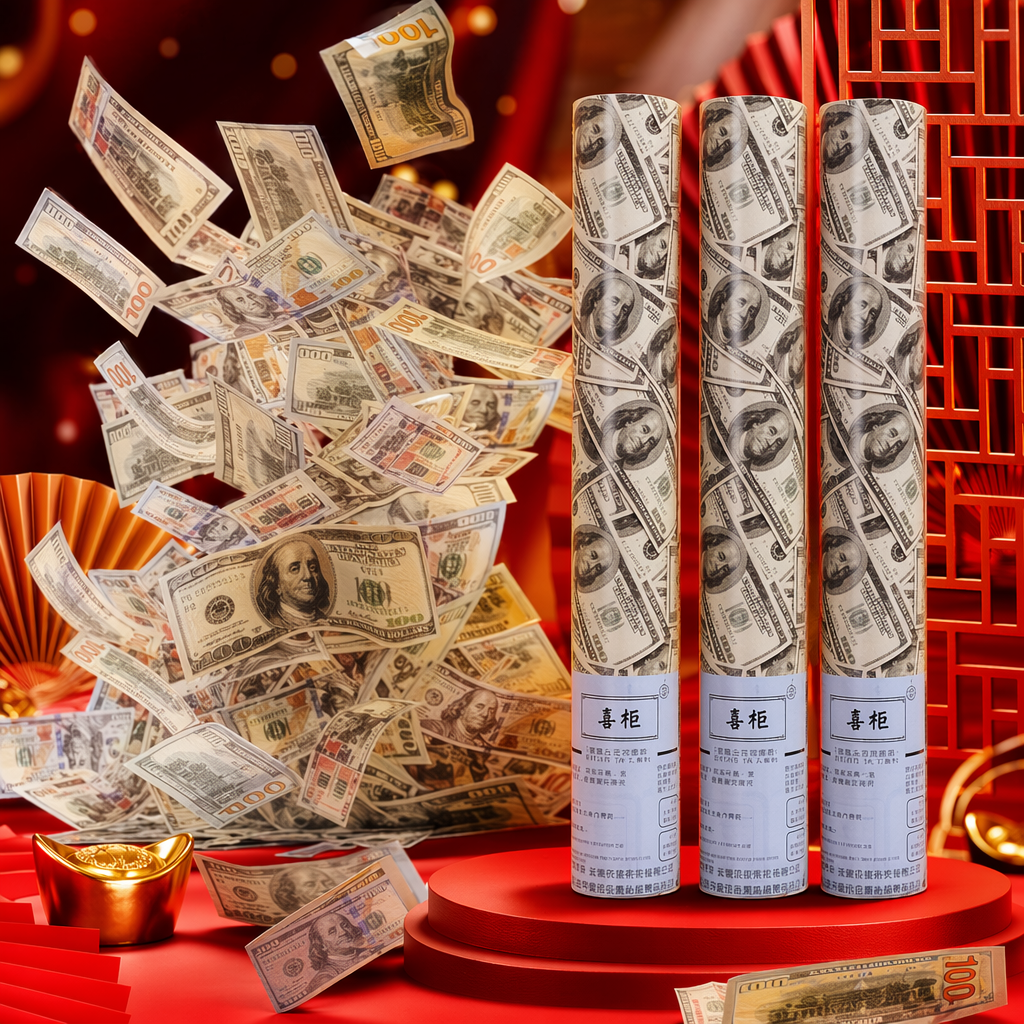 Three rolls of red wedding supplies printed with US dollar patterns Specification image