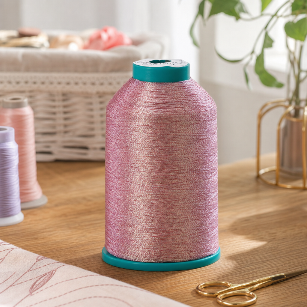 High-gloss reflective gold and silver threads for pink bright sewing and embroidery details Picture