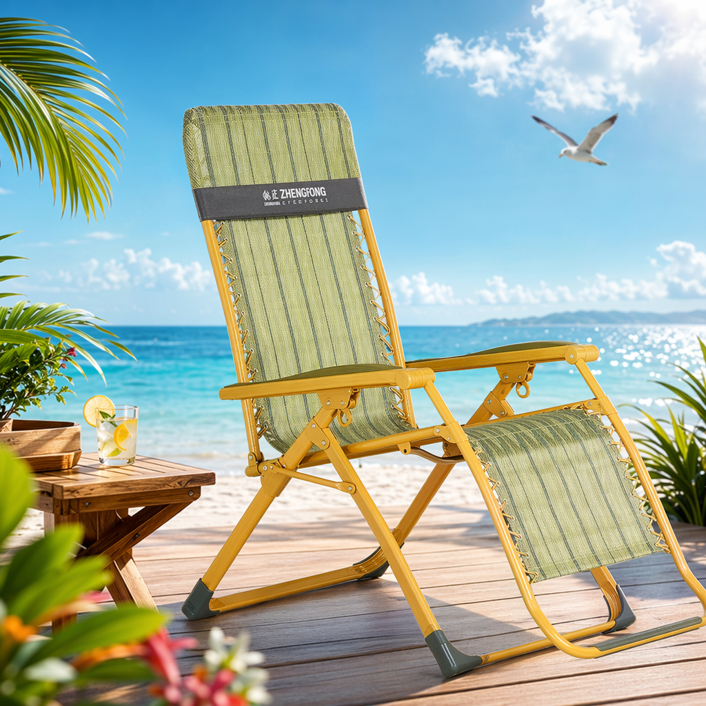 Green striped lounge chair, home balcony, outdoor adjustable lazy sofa Specification image