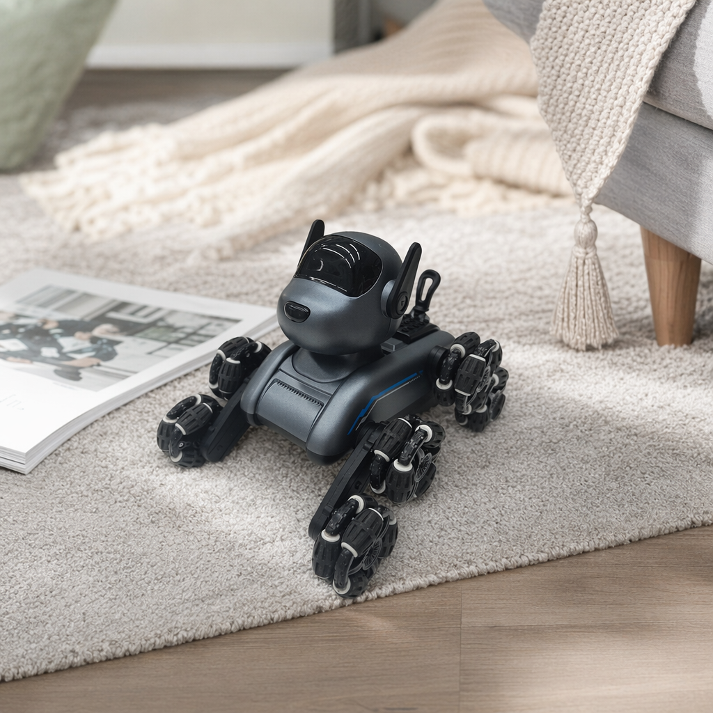 Grey robot dog, intelligent interactive pet toy, programmable remote control bionic mechanical dog details Picture