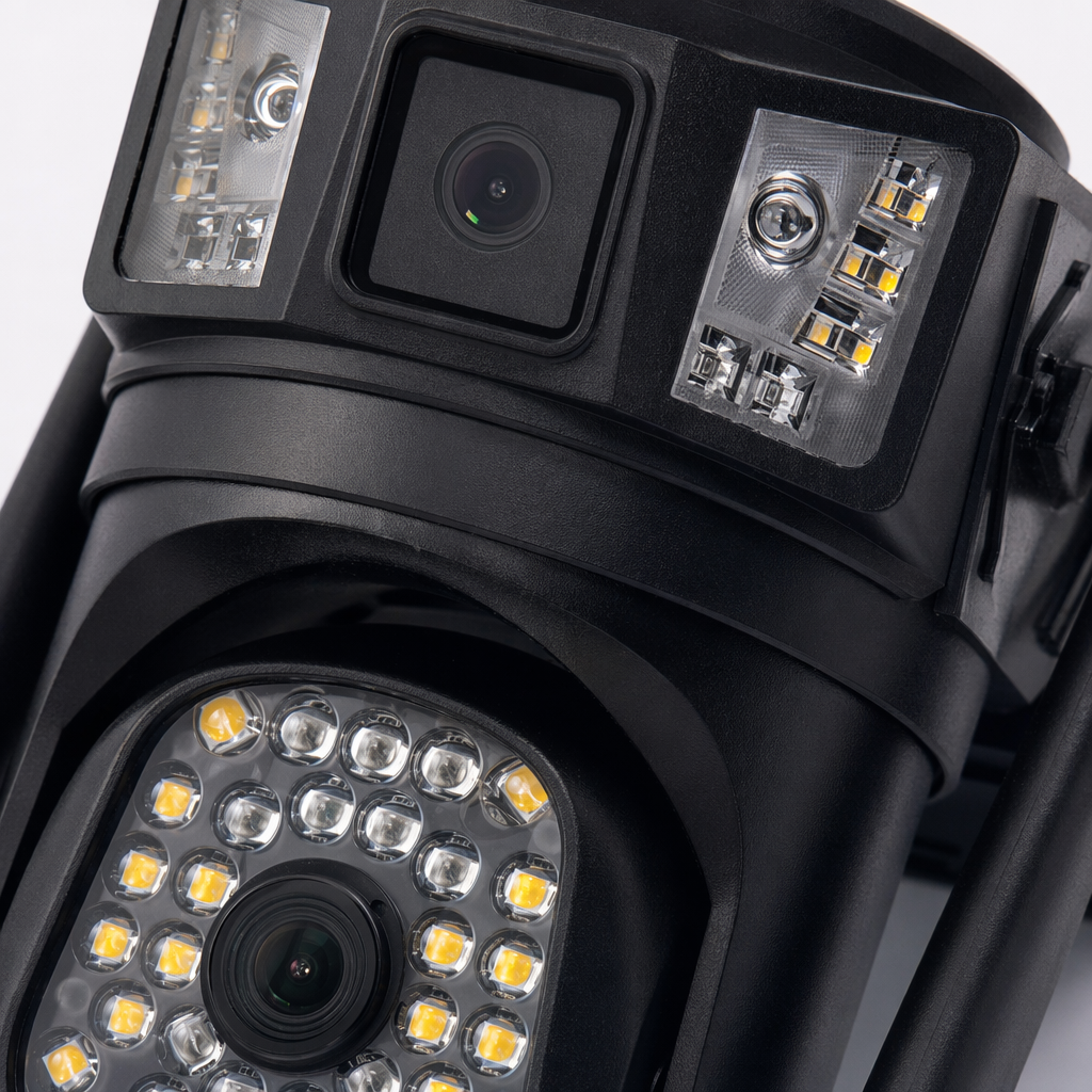 Black dual-lens surveillance camera, high-definition night vision, waterproof, outdoor home, indoor security camera Application Scenario