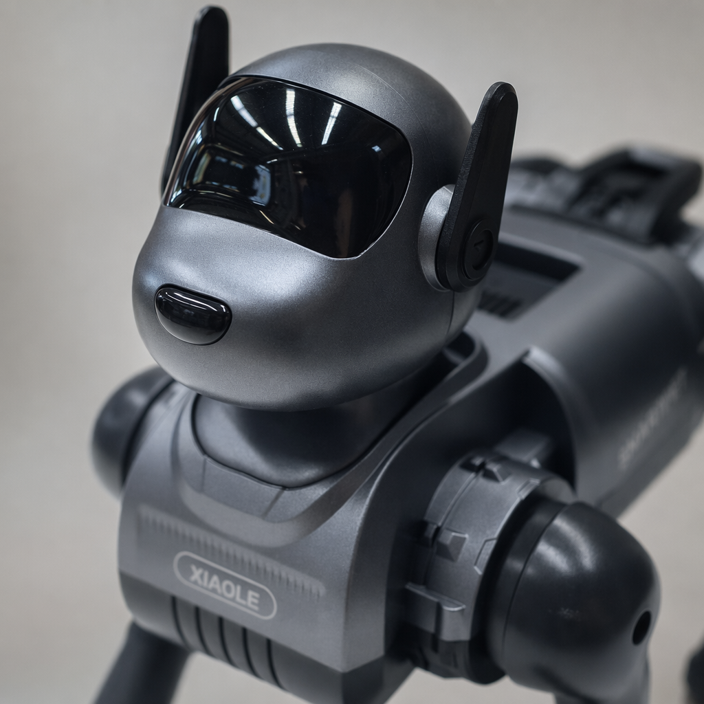 The grey robot dog is an intelligent interactive pet toy with programmable remote control and bionic quadruped robot Application Scenario