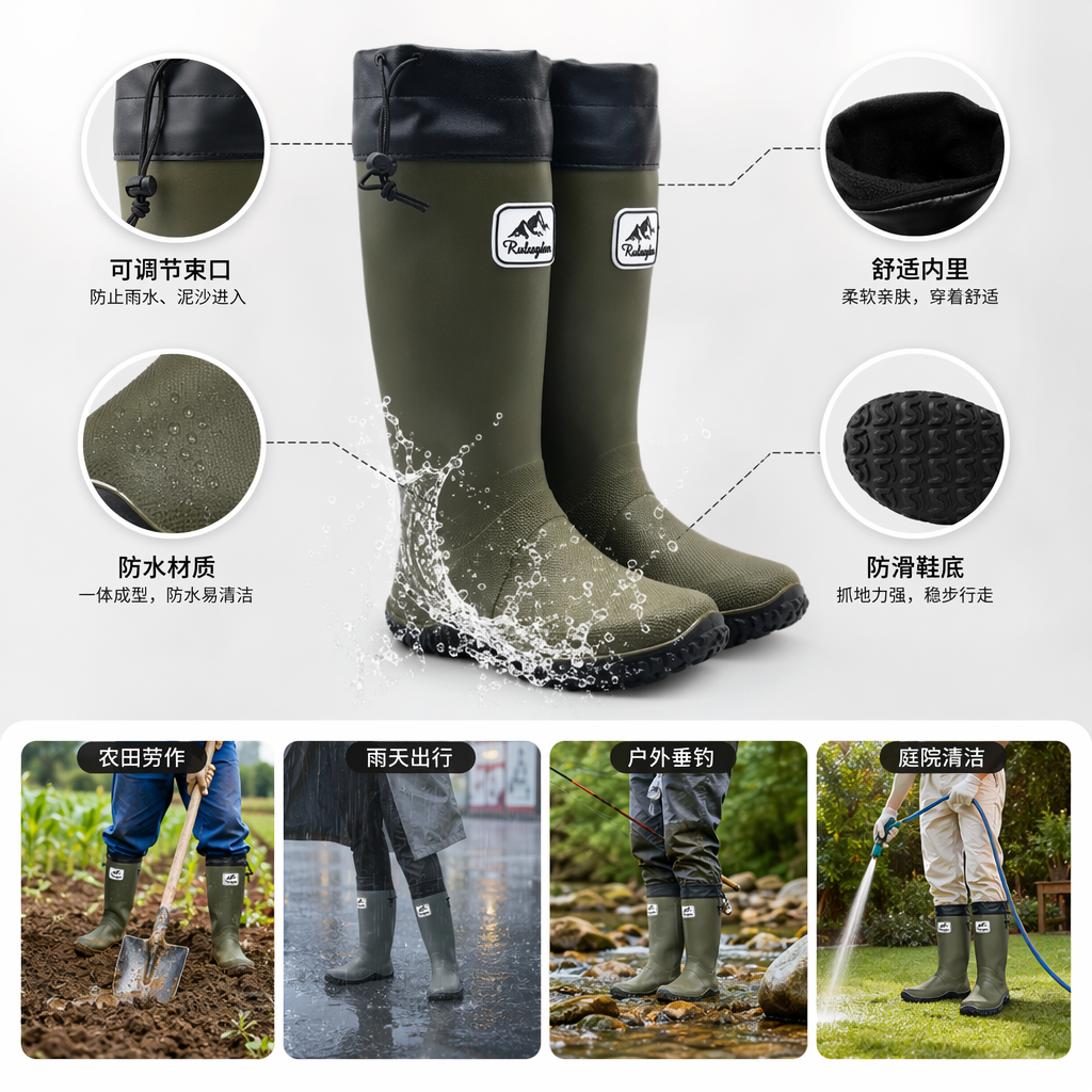 多色雨靴防滑男女同款