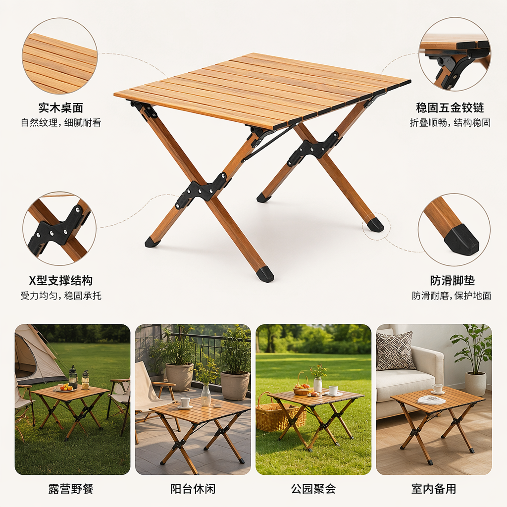 木质折叠桌简约北欧风家用便携轻便小户型阳台餐桌