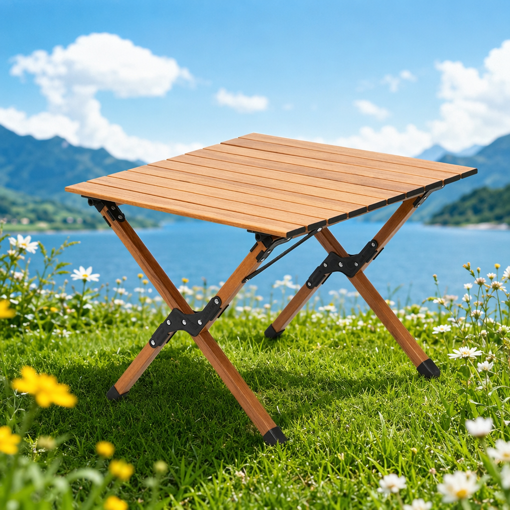 Wooden folding table, simple Nordic style, portable and lightweight for home use, small apartment balcony dining table Specification image