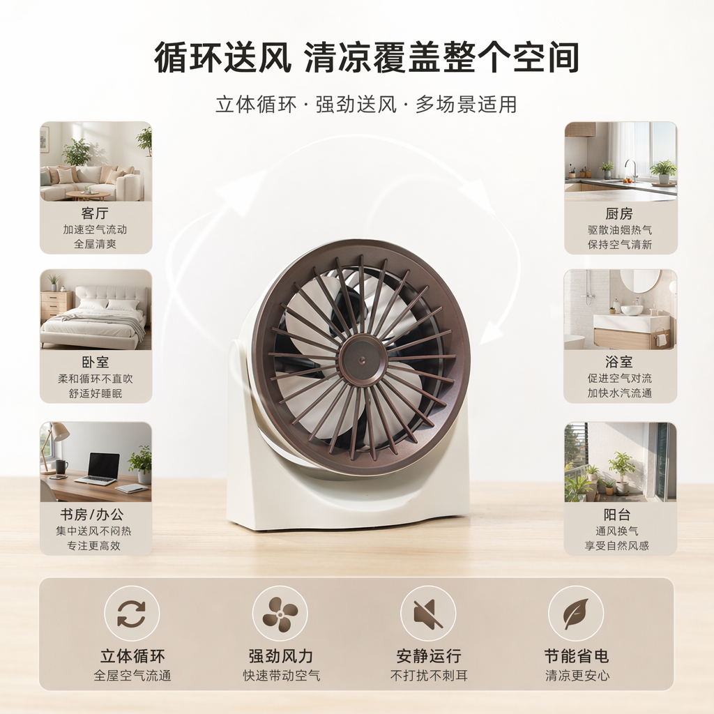 棕色落地扇 家用静音节能大风力卧室客厅通用