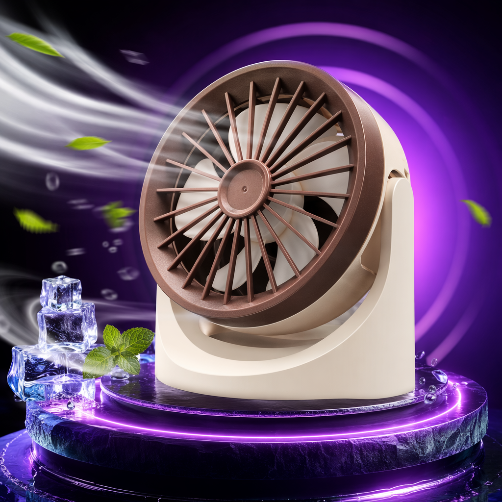 Brown floor fan, suitable for home use, is quiet, energy-saving and has a strong wind force. It is applicable to both bedrooms and living rooms Specification image