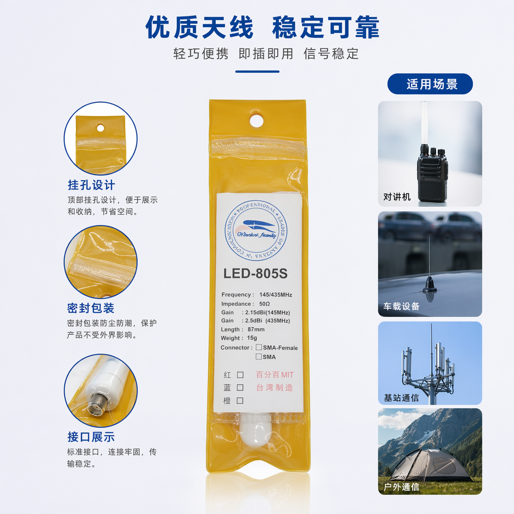 LED-805S yellow packaging bag antenna