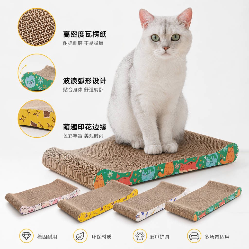 灰色猫咪专用猫抓板加厚瓦楞纸宠物磨爪玩具