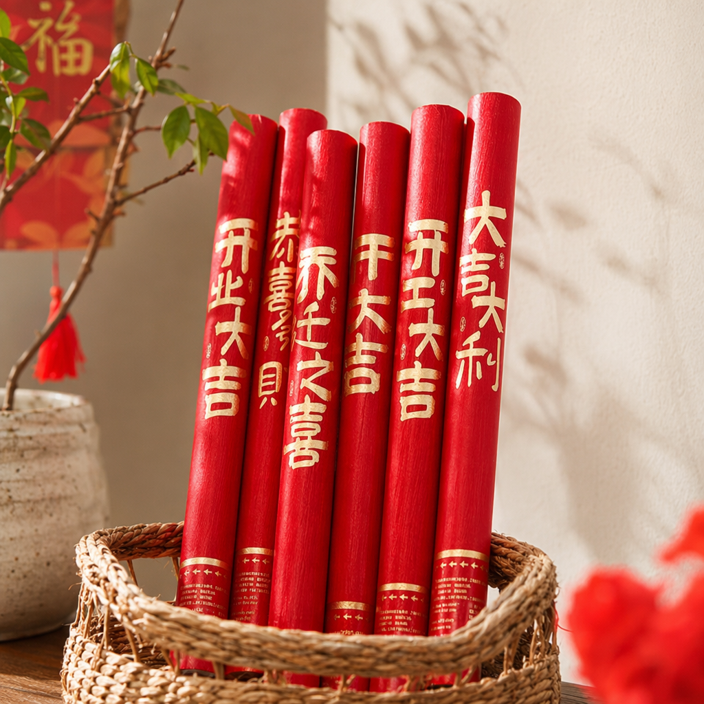 Red festive gift cannon tubes, New Year wedding celebration party atmosphere decoration items details Picture
