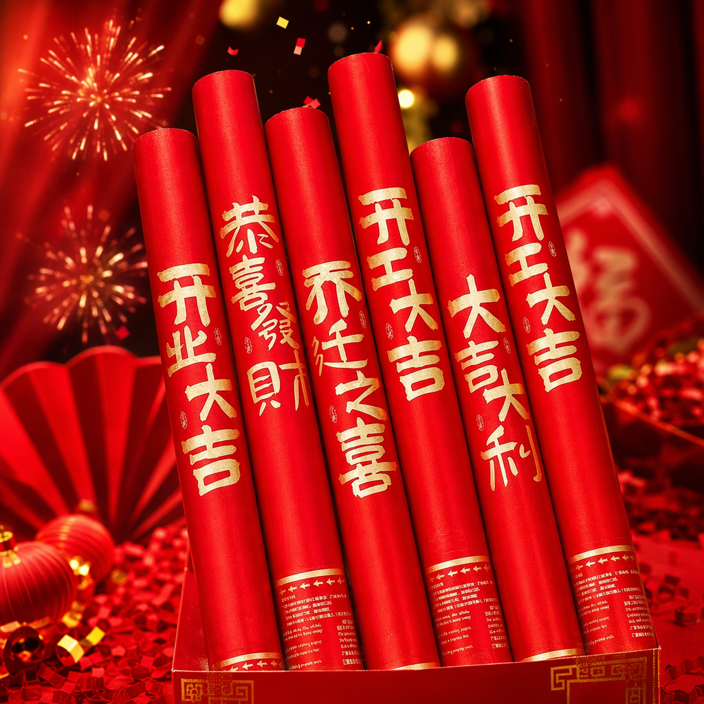 Red festive gift cannon tubes, New Year wedding celebration party atmosphere decoration items Specification image