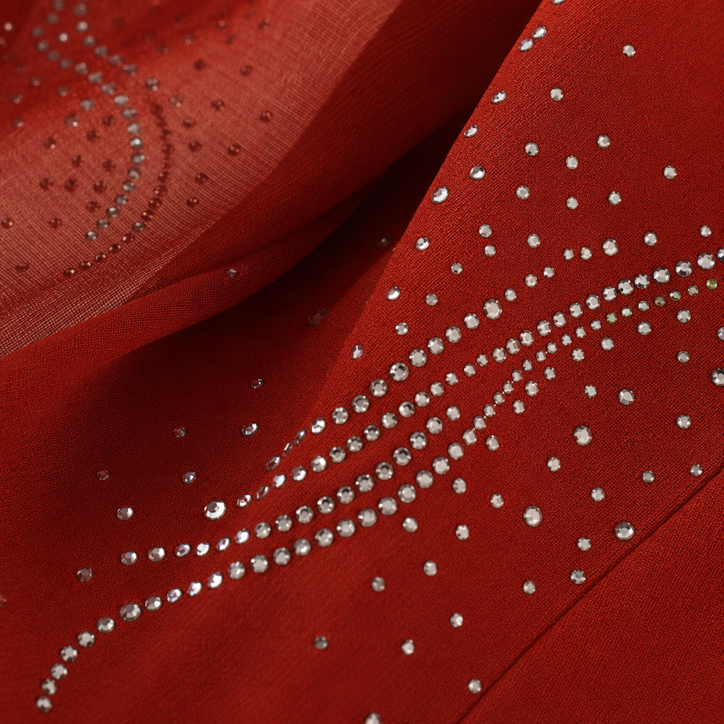 The red diamond-encrusted headscarf is a fashionable and versatile accessory for ladies to wear Application Scenario