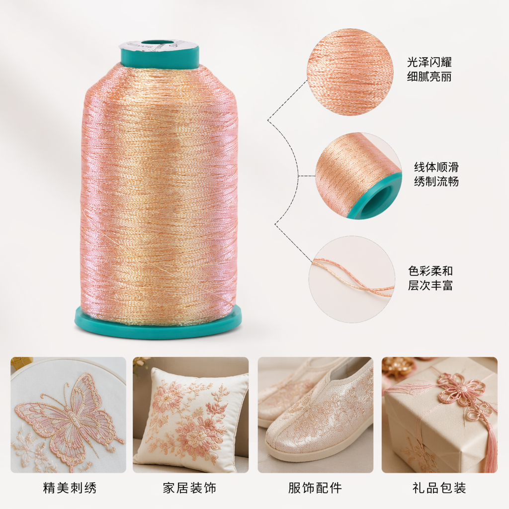 Pink bright silk spool sewing and embroidery DIY high-brightness reflective silk thread