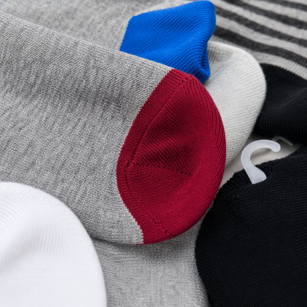 Children's grey, colorful, striped polka dot cartoon bear pattern white socks Application Scenario