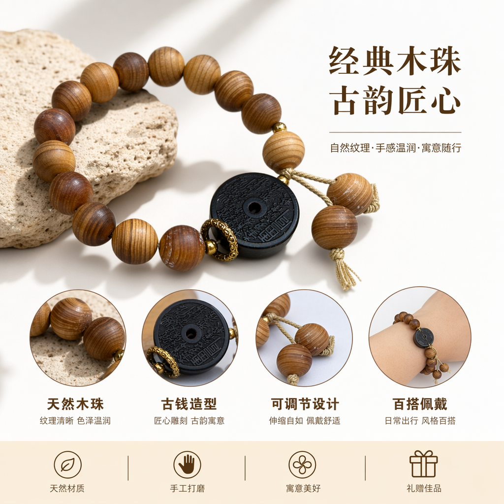Natural agarwood wood bracelet is a versatile and elegant accessory for both men and women