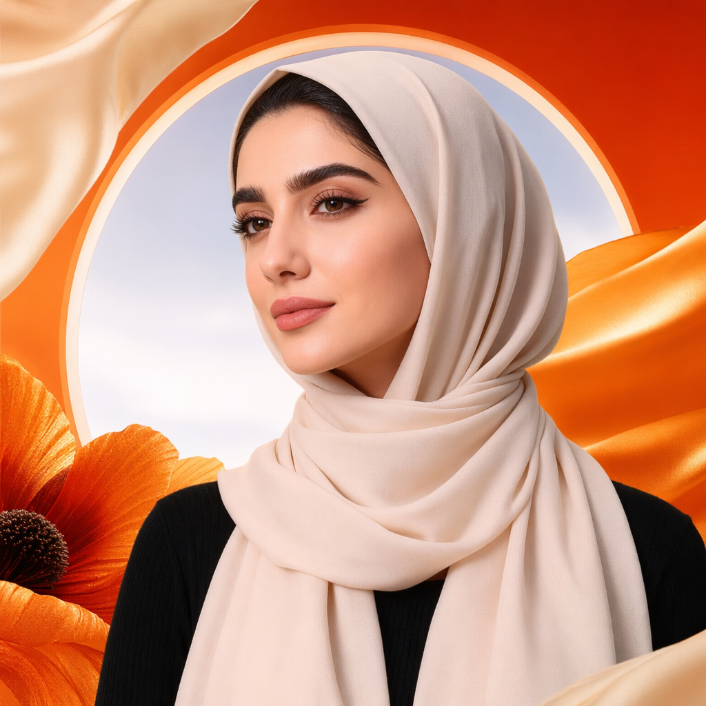 Beige headscarf for women, pure cotton, breathable, sun-protective, fashionable and versatile headwear Specification image