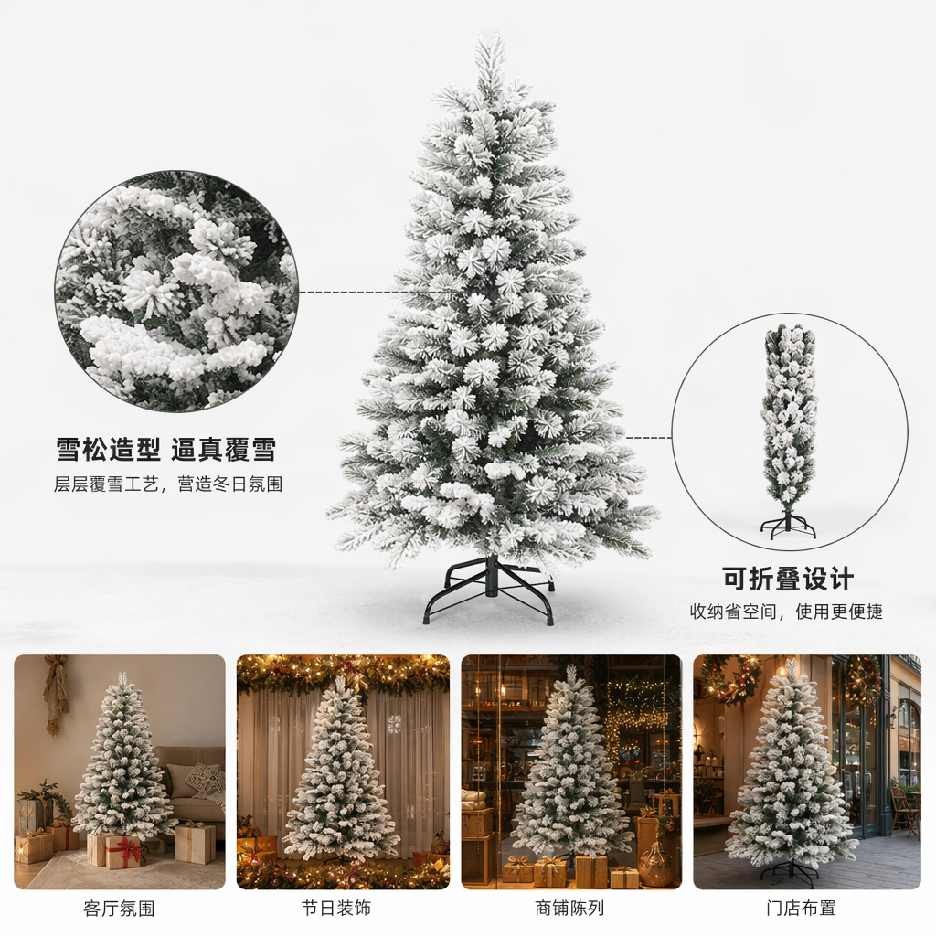 白色雪松圣诞树仿真装饰树节日家居摆件